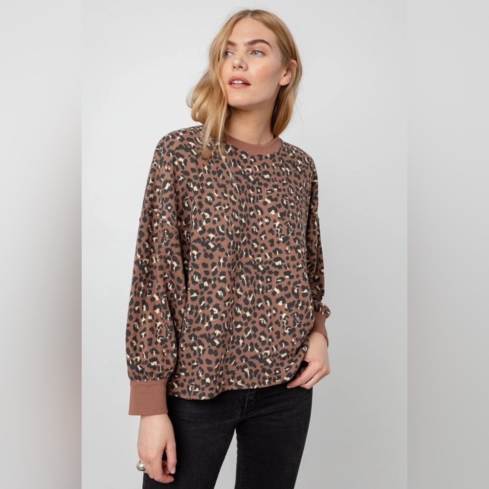 Rails Reeves Sweater Mountain Leopard Print Top S… - image 2
